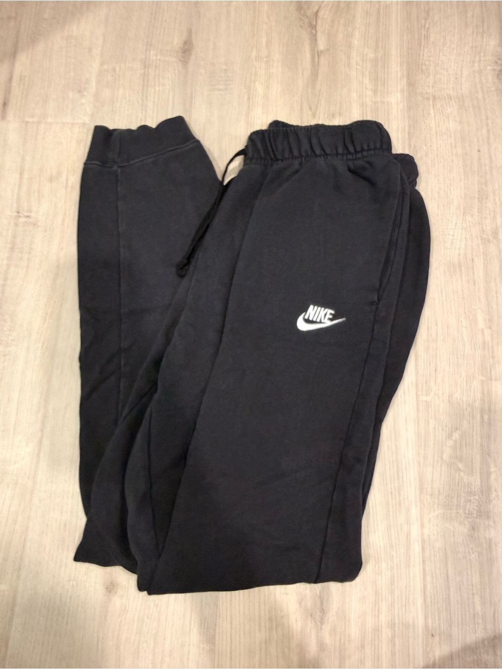 Nike Black Kids Fleece Joggers with White Swoosh